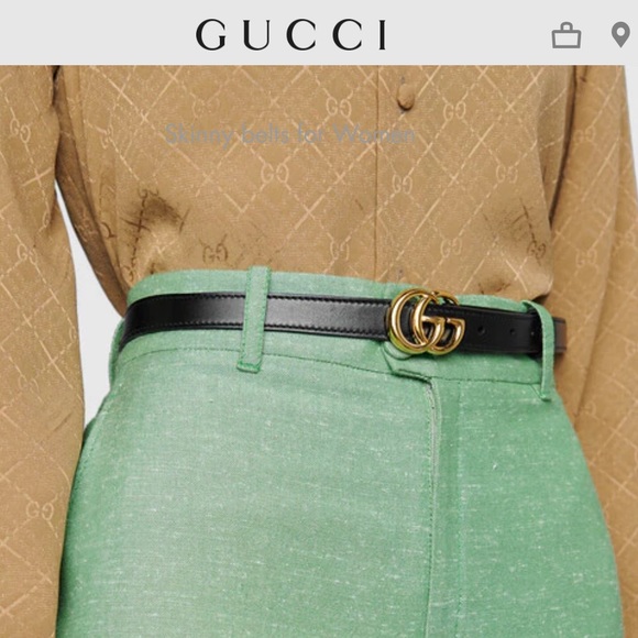 GUCCI75 thin leather double G belt - Picture 4 of 10